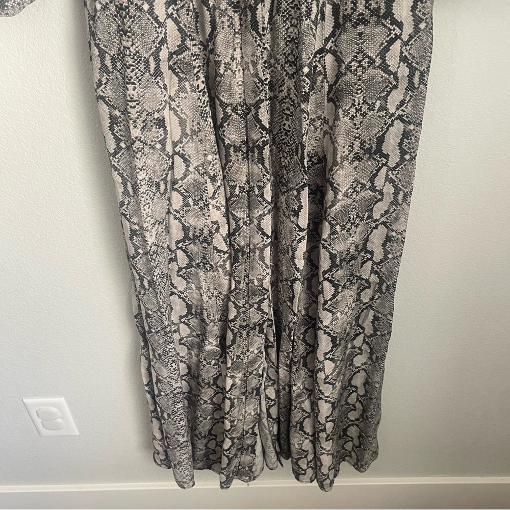 Zara Snake Print Maxi Shirt Dress Black Gray Animal Print Women’s XS - Picture 6 of 14